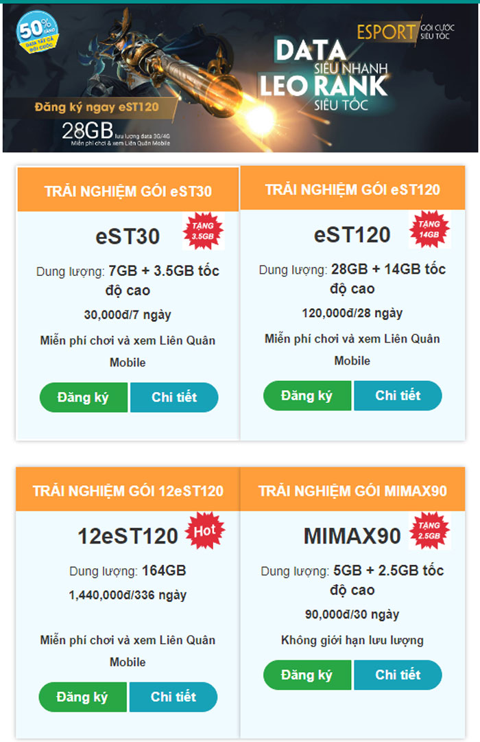 DATA SIÊU NHANH - LEO RANK SIÊU TỐC: TẶNG 50% DATA CÁC GÓI CƯỚC