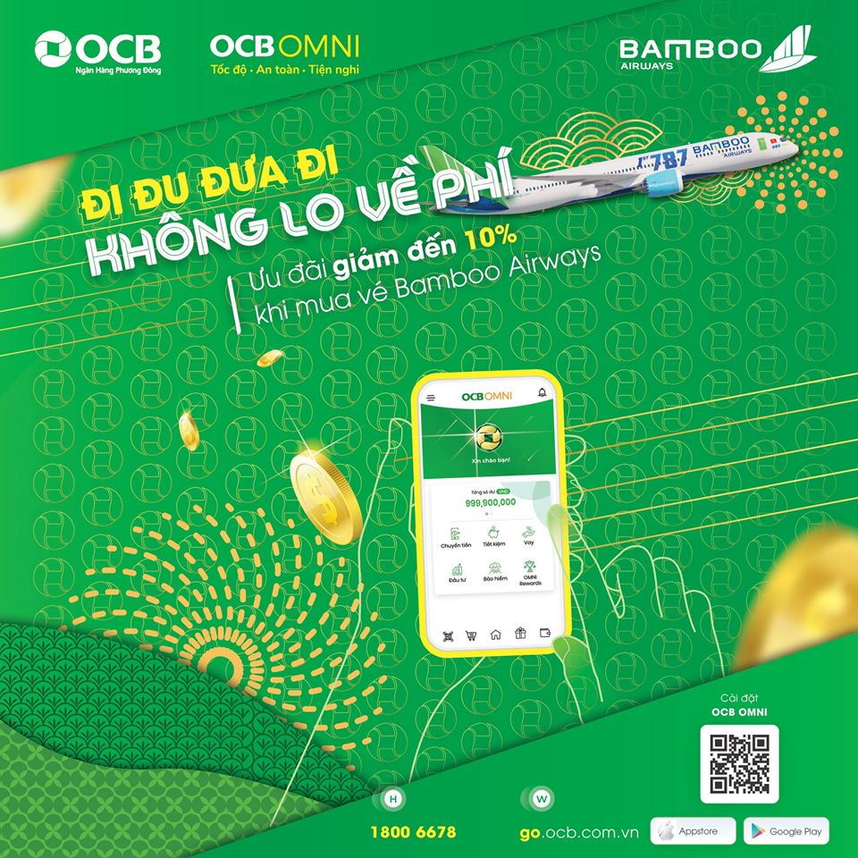 Bamboo khuyến mãi 10% khi đặt vé qua app OCBOMINI 