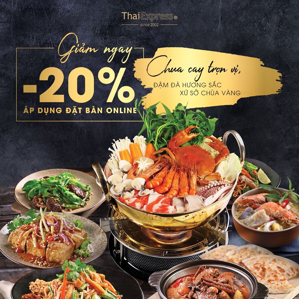 Thai Express khuyến mãi 20% khi đặt bàn Online
