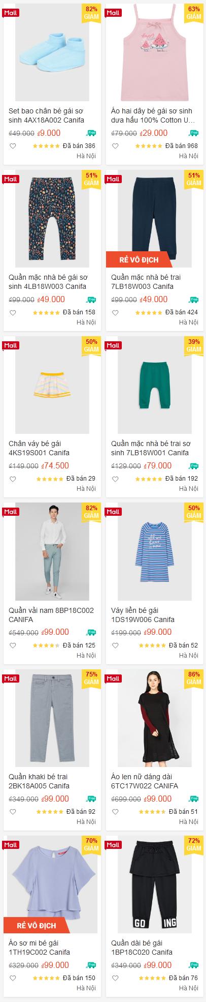 CANIFA X SHOPEE: Giảm giá đến 82%