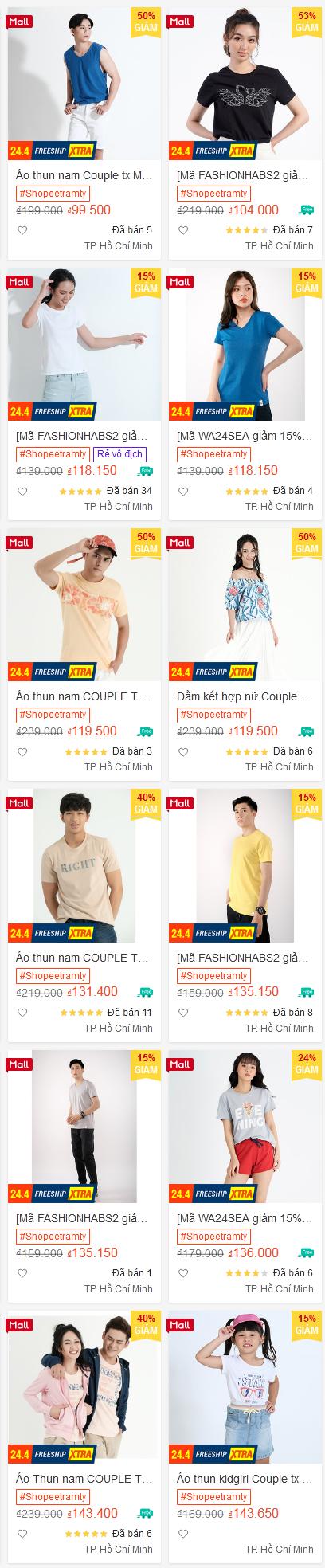 COUPLE TX X SHOPEE: GIẢM GIÁ LÊN TỚI 50%+