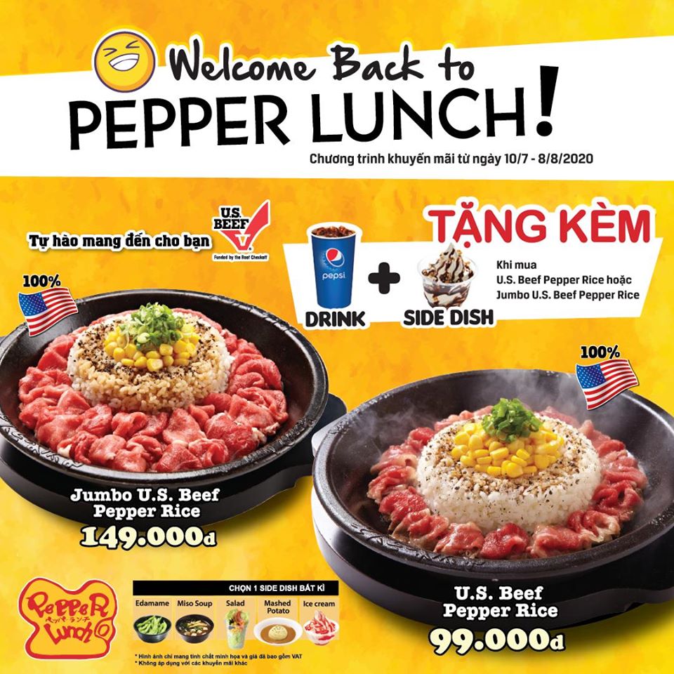 WELCOME PEPPER LUNCH: TẶNG NGAY PEPSI