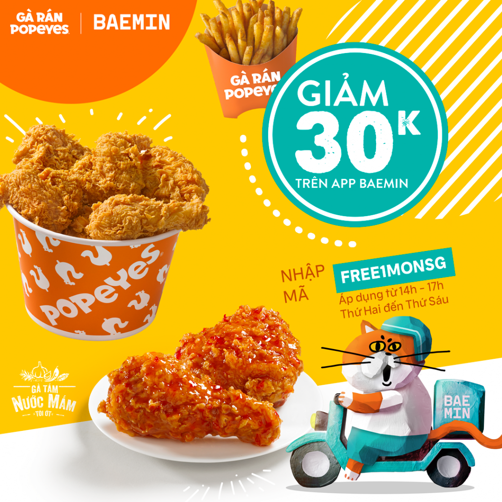 Popeyes mua 1 tặng 1 vào thứ tư