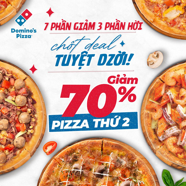 domino's pizza giảm 70% 21-2-2022