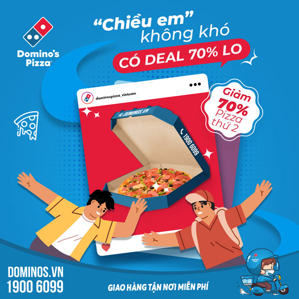 domino's pizza giảm 70% pizza thứ 2 27-10-2021
