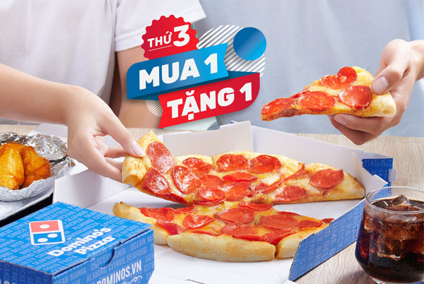 domino's pizza mua 1 tặng 1 15-2-2022