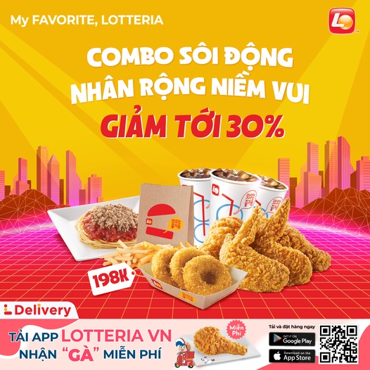 Lotteria combo giảm 30%