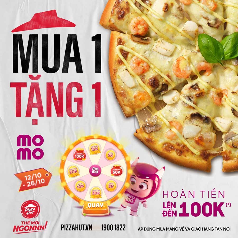 Đặt Pizza Hut, Hoàn Tiền Tới 100K