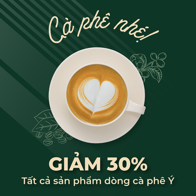 TCB giảm 30% cafe