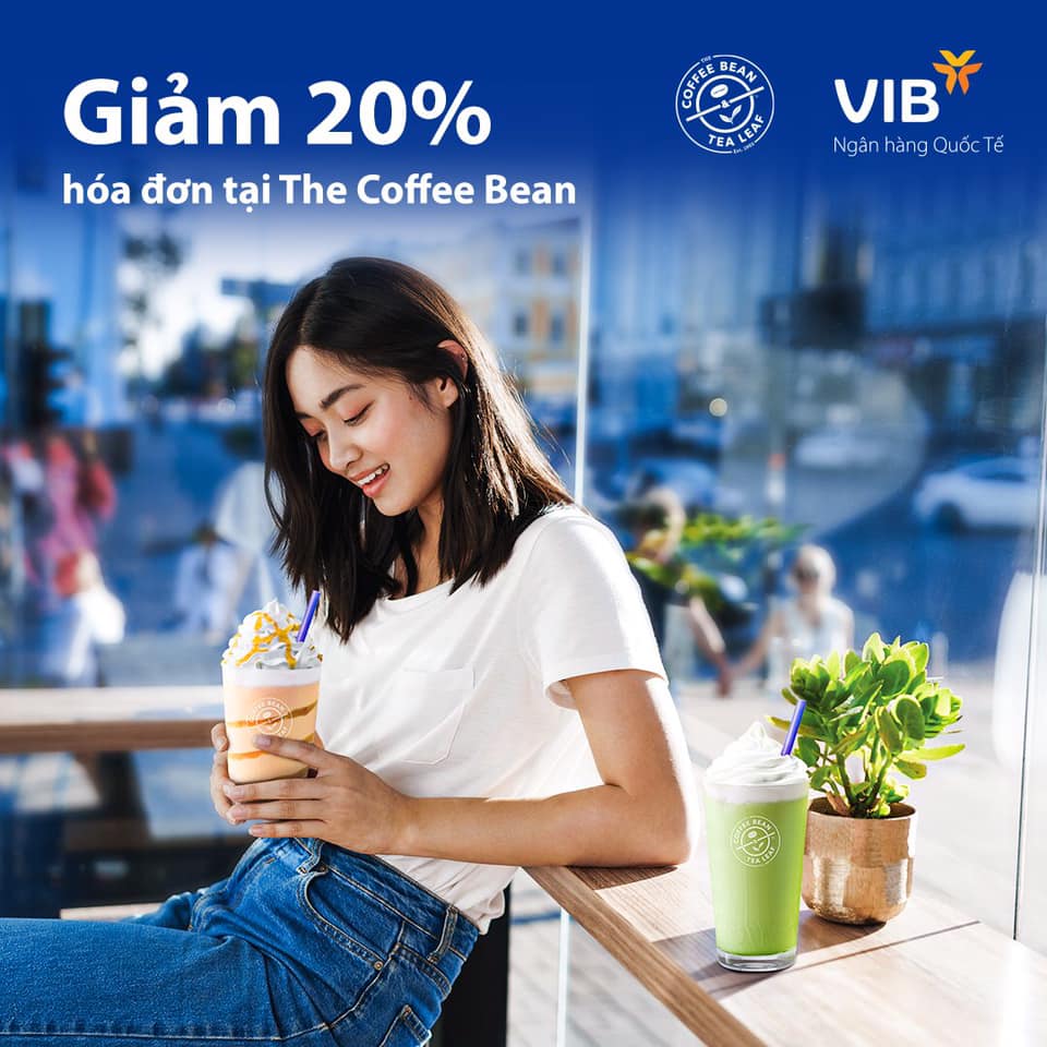 the coffee bean and tea leaf giảm 20% chủ thẻ VIB đến hết 31/01/2022
