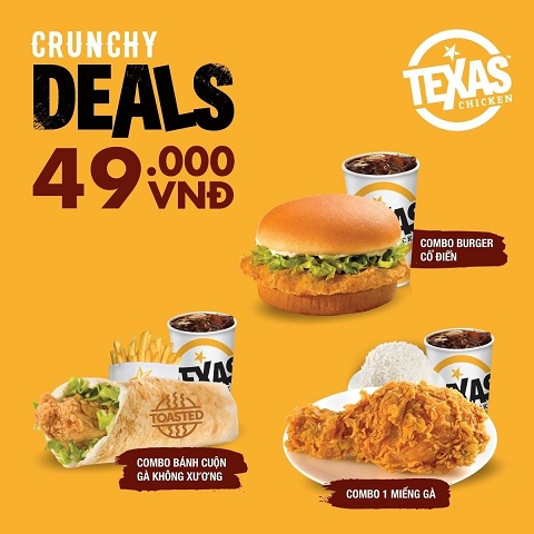 texas chicken crunchy đồng giá 49k