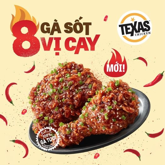 texas chicken gà sốt 8 vị cay giá từ 99k